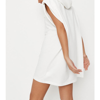 Vêtements de rue robes sexy sweat à capuche imprimé personnalisé blanc 100% coton t-shirt robes femmes été robe à capuche sans manches