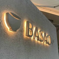 Lettres rétroéclairées en acier inoxydable brossé, enseigne souple avec logo pour la décoration murale de restaurant chinois, hôtel ou réception.
