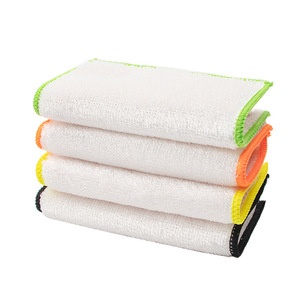 Paño de cocina de fibra de bambú grueso, paño de limpieza desengrasante de doble capa para ollas y sartenes de cocina, rectángulo de color blanco sólido - Product Image 3