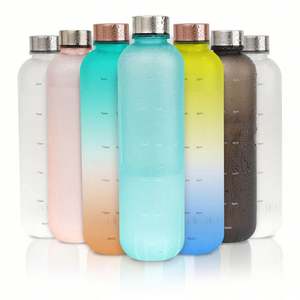 Botella de agua deportiva de plástico sin BPA de 1 litro |   Efecto Degradado Esmerilado y Resistente a Impactos |   Boquilla Recta para Estudiantes, Uso Deportivo y en Gimnasios - Product Image 2