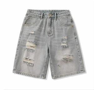 Nouveaux shorts en jean déchirés et délavés pour hommes, style streetwear premium, effet usé, délavé à l'acide, en coton, pour hommes - Product Image 2