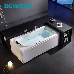 Baignoire à remous d'angle moderne en acrylique blanc autoportante pour l'intérieur, jets de la paroi arrière, jacuzzies intérieures pour hôtels, y compris égouttoir - Product Image 5