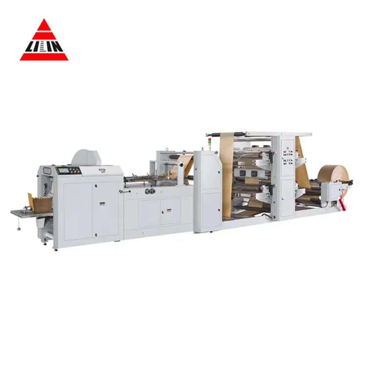 Máquina para hacer bolsas de papel KFC de alta velocidad, LMD-400B YT-4800 +, con unidad de impresión flexográfica con ventana