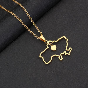2024 carte <span class=keywords><strong>du</strong></span> <span class=keywords><strong>monde</strong></span> collier en acier inoxydable pendentif collier ukrainien Continents clavicule charme jour de la terre cadeau pour la vente en gros - Product Image 3