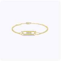Pulsera de Doble Cadena con Diamantes de Imitación de Lujo, Joyería Fina para Uso Diario, Regalo para Mujer, Aniversario, Día de San Valentín