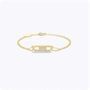 <span class=keywords><strong>Bracelet</strong></span> double chaîne de luxe avec <span class=keywords><strong>diamants</strong></span> mobiles et pavés de <span class=keywords><strong>diamants</strong></span>, bijoux raffinés pour femme, idéal pour le quotidien, cadeau d'anniversaire ou de Saint-Valentin - Product Image 3