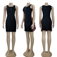 Robe d'été mini sexy pour femme de marque célèbre 2025, col rond, sans manches, imprimé design, élégante, luxueuse, côtelée, décontractée