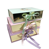 Boîtes d'emballage de luxe noires pour extensions de cheveux, personnalisables avec logo, pour vêtements, cadeaux, et inserts en satin avec ruban