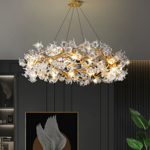 Lampu gantung Hotel kristal seni bunga es Motif tembaga lampu gantung bunga prem bercahaya lampu liontin cabang tembaga - Product Image 1