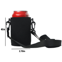 Refroidisseur de canettes de bière en néoprène personnalisé avec logo, pliable et souple, avec sangle de cou réglable, porte-boissons isolé