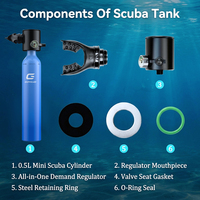 Tanque de Buceo Mini de 3000 PSI y 0.5 L, Cilindro de Respiración Subacuática de 5-10 Minutos para Snorkel y Buceo