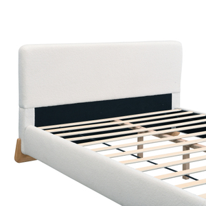 Cama Ajustable Tapizada en Chenilla Elegante, Diseño Moderno, Patas de Madera Maciza Marrón Oscuro, Pieza Central de Dormitorio Lujosa y Confortable - Product Image 6