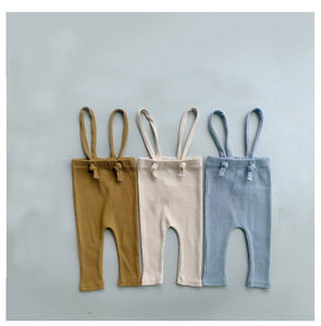 Nouveau <span class=keywords><strong>legging</strong></span> d'automne pour bébé fille et garçon, couleur unie, en coton côtelé, grande sangle en PP, combinaison pour bébé - Product Image 2