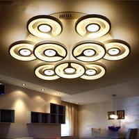 Plafonnier LED intelligent moderne et minimaliste de style nordique à double cercle, en acrylique et métal, forme créative unique pour chambre et salon