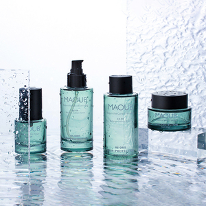 럭셔리 플랫 숄더 50g 30ml 50ml 유리 로션 항아리 세럼 펌프 병 실린더 화장품 용기 세트 스킨 케어 포장 - Product Image 5