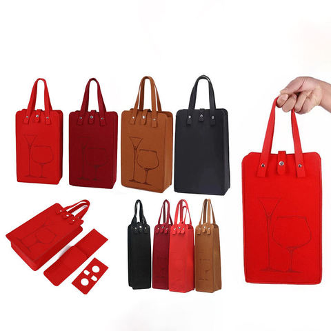 Wholesale Reusable Felt Kitchen Grocery Supermarket Shopping Portable Beer Wine Carrier Custom Logo Printed Bags Multipurpose