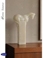 Nouvelle sculpture artistique semi-artisanale de 46,5 cm en imitation jade, style chinois, luxe léger, cheval au galop, pour salon, entrée, TV