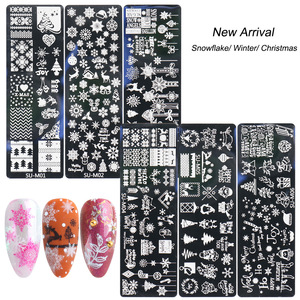 Nail Art Placa de acero Navidad Halloween Calabaza Muñeco de nieve <span class=keywords><strong>Calavera</strong></span> <span class=keywords><strong>Plantilla</strong></span> de impresión inoxidable estampado de uñas francés - Product Image 6