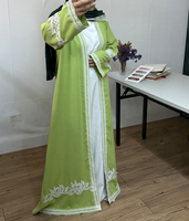 Abaya élégante et modeste R-871 avec dentelle et ensemble 2 pièces en crêpe respirant pour femmes musulmanes
