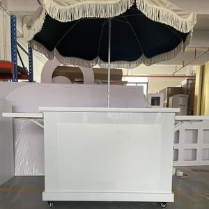 EU Wholesale White PVC Dessert Candy Portable Cake Cart Wedding Mobile Food Carts for Sale - Product Image 2