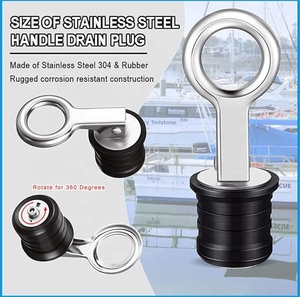 Marine Stainless Steel Snap Handle Drain Plug 1 Inch With Rubber O-Handle Twist-Turn Plugs Scupper <b>Yacht</b> Boat Hardware Snap Hand - Product Image 5