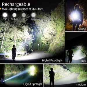 Linterna Frontal LED CITICITY, Recargable, Batería de Larga Duración, Súper Brillante, con Sensor, Pantalla LCD, 4 Modos, Zoom, para Camping y Caza - Product Image 3