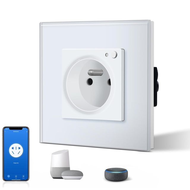 Smart Wall Plug Smart Electrical Outlet Compatible with Alexa/Google Home/Tuya APP Voice Control WiFi Power Outlet 16 a