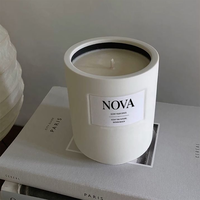 Bougie parfumée artisanale NOVA Premium avec logo personnalisé en pot en céramique - 100% biologique, longue durée, pour la Saint-Valentin, les bars