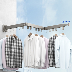 Gran oferta, colgador plegable retráctil para interiores con 6 8 agujeros, colgador montado en la pared, estante plegable para lavandería, ahorrador de espacio, tendedero para ropa - Product Image 6