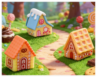 Miniature en résine 3D pour artisanat et cadeaux, ornement de micro-paysage, maison de poupée, jouet, représentant des objets miniatures tels que des bonbons, sodas, biscuits, gaufres, gâteaux à la crème et des objets alimentaires