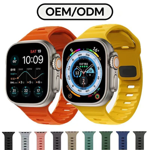 Bracelet de montre connectée respirant en silicone pour <span class=keywords><strong>Apple</strong></span> <span class=keywords><strong>Watch</strong></span> 11 10 9 8 7 6 5 4 3 2 1 Ultra 2 3, impression personnalisée du logo, OEM ODM - Product Image 2