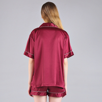 FUNG 3034 Pyjama d'été élégant en satin uni, taille plus, pour soirée pyjama, vert foncé, pour femmes adultes, demoiselles d'honneur, vêtements de nuit