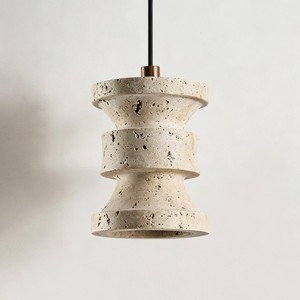 <b>Retro</b> Industrial Yellow Travertine Pendant <b>Light</b> Vintage Wabi Sabi Fixture for Bedroom Restaurant - Product Image 2