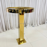 Tempat Bunga Pilar Cermin Baja Tahan Karat Berkualitas Tinggi Mewah Warna Emas untuk Dekorasi Pernikahan dan Acara