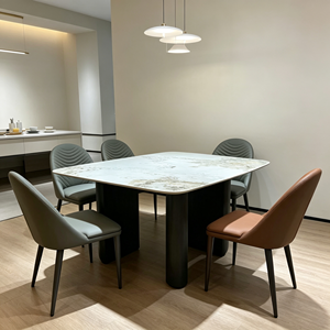Ensemble de table à manger rectangulaire moderne en marbre avec 6 chaises en cuir PU, design minimaliste, meubles pour la maison - Product Image 3