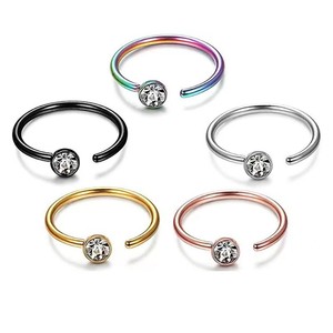 Anneau de nez en acier inoxydable avec zircon, barre en C, forme en U, serti de strass, bijoux de piercing - Product Image 4