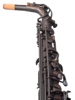Saxofón Alto HUAYUN de Latón Liso con Botones Negros Perla, Negro Carbón, Ajustable y Estable