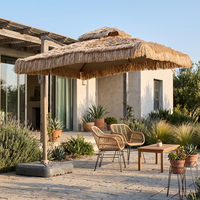 Parasol de terrasse moderne Meiqi avec auvent en paille, parasol commercial robuste en aluminium pour villa, jardin, terrasse, balcon