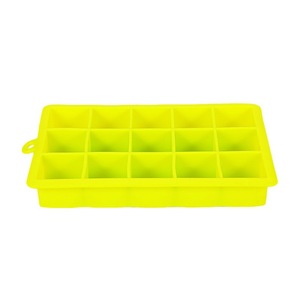 Silicone Ice Cube Tray Mold 15 Compartments Fluorescent Yellow For Freezer Safe Use - Product Image 1
