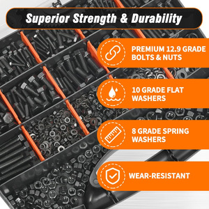 960pcs 12.9 Grade Black Hex Bolts Nuts Washers Assortment Auto Repair Hardware Set - Product Image 4