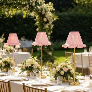 Lampada da Tavolo Senza Fili per Centrotavola Matrimoniale con <span class=keywords><strong>Paralume</strong></span> Plissettato <span class=keywords><strong>Rosa</strong></span> per Decorazioni di Eventi e Banchetti - Product Image 6