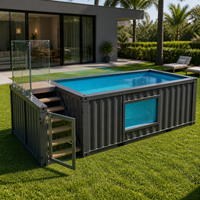 Piscine hors sol multi-angles en fibre de verre pour jardin, idéale pour la famille, en forme de conteneur maritime