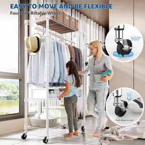 Porte-manteau multifonctionnel de luxe à 3 niveaux en métal, organisateur de vêtements autoportant, présentoir à vêtements avec étagères de rangement pour chaussures - Product Image 5
