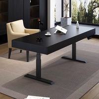 Bureau de direction moderne noir intelligent électrique réglable en hauteur Design ergonomique pour les espaces de bureau d'entreprise