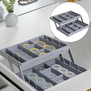 Organizador de Cajones Plegable Inteligente de 1 Fila y 3 Niveles, Organizador de Cajones Expandible para Maquillaje, Joyería, Escritorio y Oficina - Product Image 3