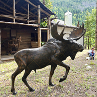 Vente en gros Grande statue extérieure en bronze de cerf wapiti Figurine de sculpture d'art animalier chasseur