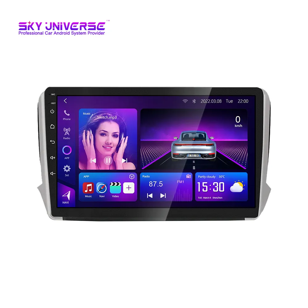 2 Din Car DVD radio reproductor de Android para Peugeot 2008, 208, 2014-2018 GPS de navegación Multimedia unidad WIFI BT FM