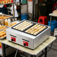 Machine à Takoyaki à gaz en acier inoxydable à deux plaques, modèle commercial, pour boulettes de poisson et petites boulettes de poulpe, de comptoir