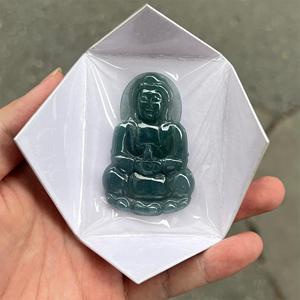 Natural 100% Myanmar a Grade Green <strong>Jade</strong> <strong>Jewelry</strong> Making Type a <strong>Jade</strong> Guanyin Chinese <strong>Carved</strong> Lucky Pendant Chinese Classical - Product Image 5