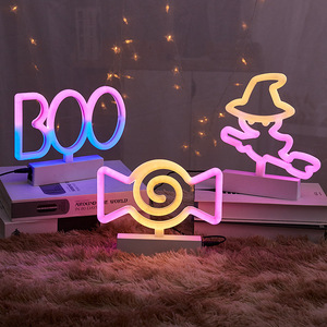 USB Pin hoạt động LED Halloween Neon dấu hiệu ánh sáng kẹo sọ phù thủy Thanh Quảng cáo bảng đèn cho đám cưới tình yêu trang trí nhà - Product Image 2